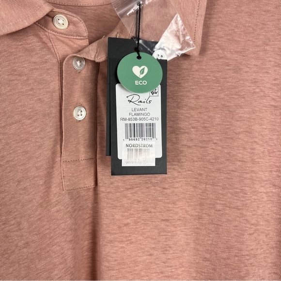 NWT RAILS Men's Levant Flamingo Short Sleeve Pink Polo Shirt XXL Hemp/Org Cotton - Picture 10 of 14